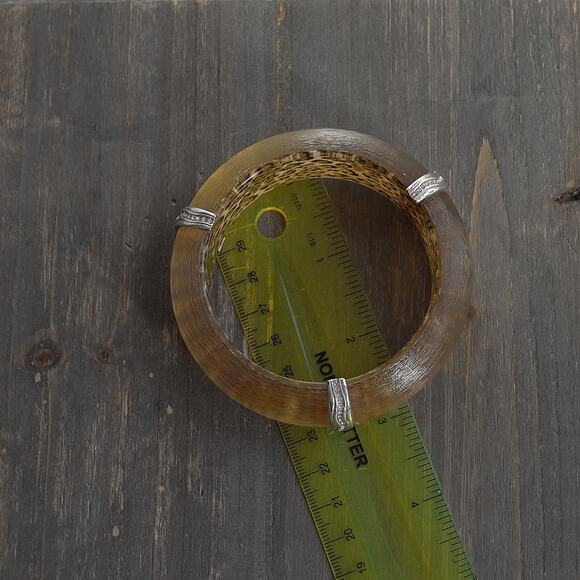 Brighton Trinity Leopard Bangle Bracelet Animal Print Acrylic Chunky 1" Retired - Picture 9 of 9